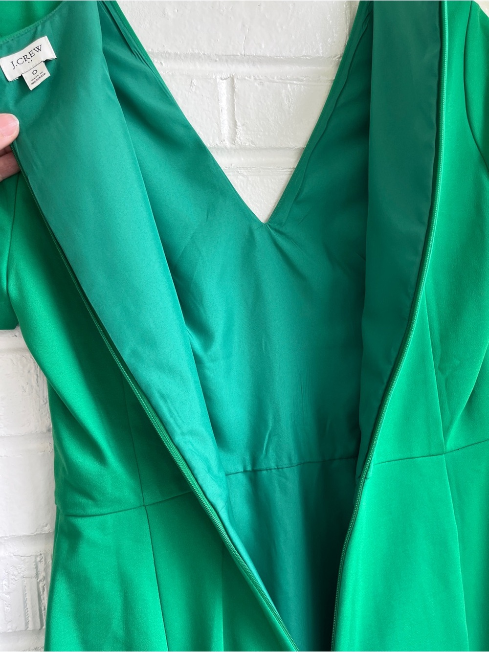 J. Crew Factory Bright Green V-Neck Sheath Dress - Picture 7 of 11